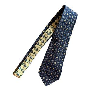 Tommy Hilfiger Made in USA 100% Silk Tie Nautical Anchors 4x57 Classic 90s Y2K